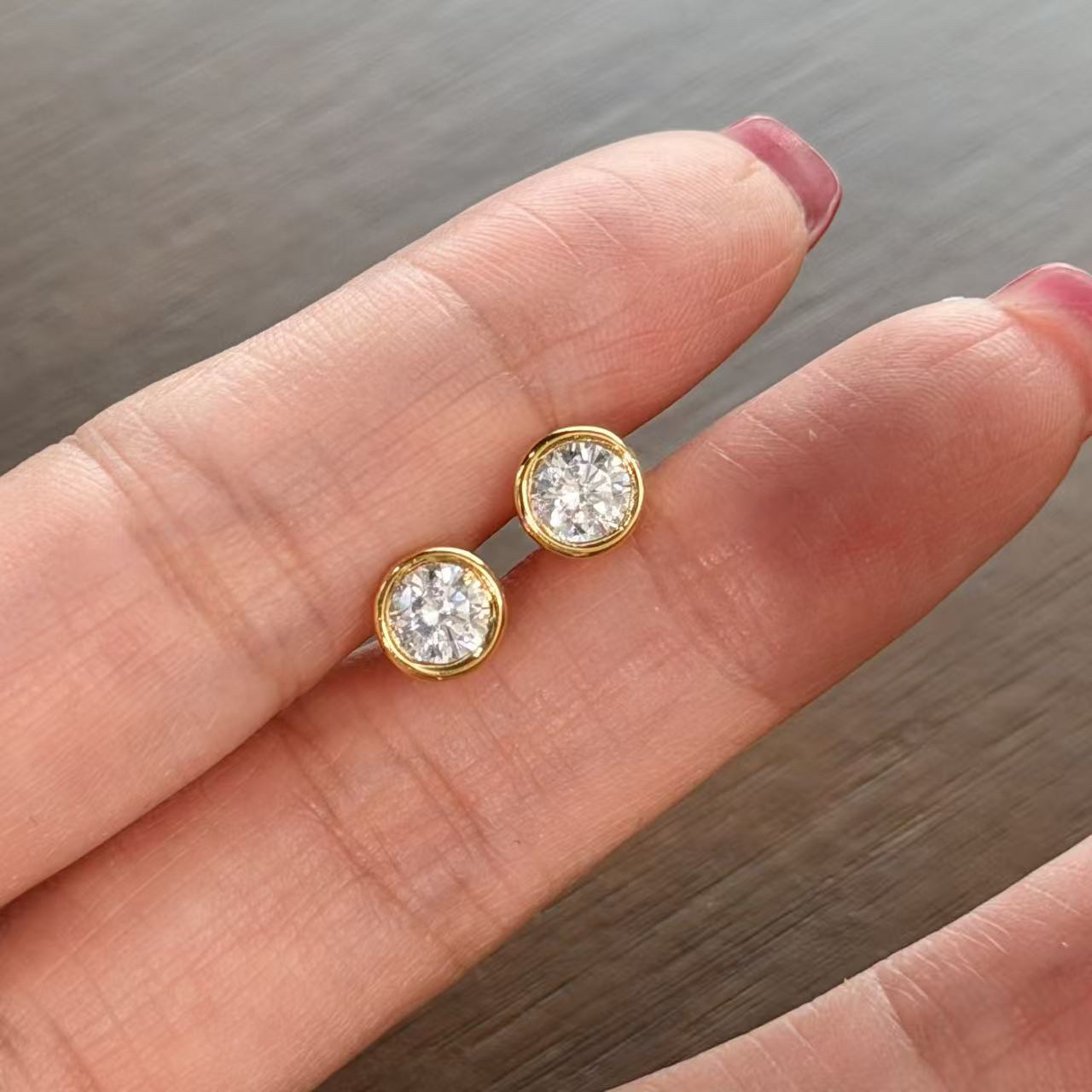 925银耳饰 泡泡单钻镶嵌耳钉  通体纯银电镀18k