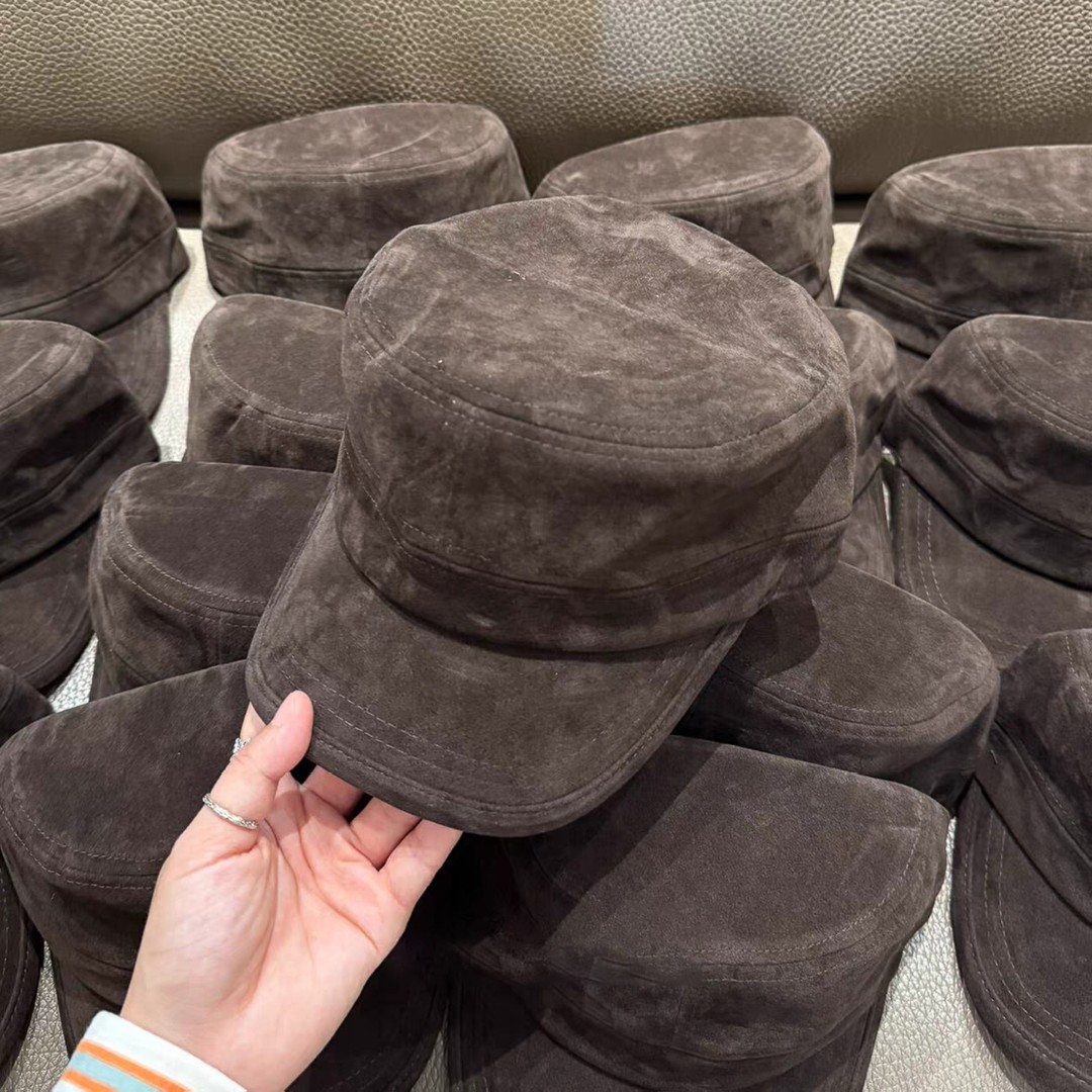 版型超正！复古深棕麂皮绒平顶马术帽子高端时尚洋气骑士帽报童帽
