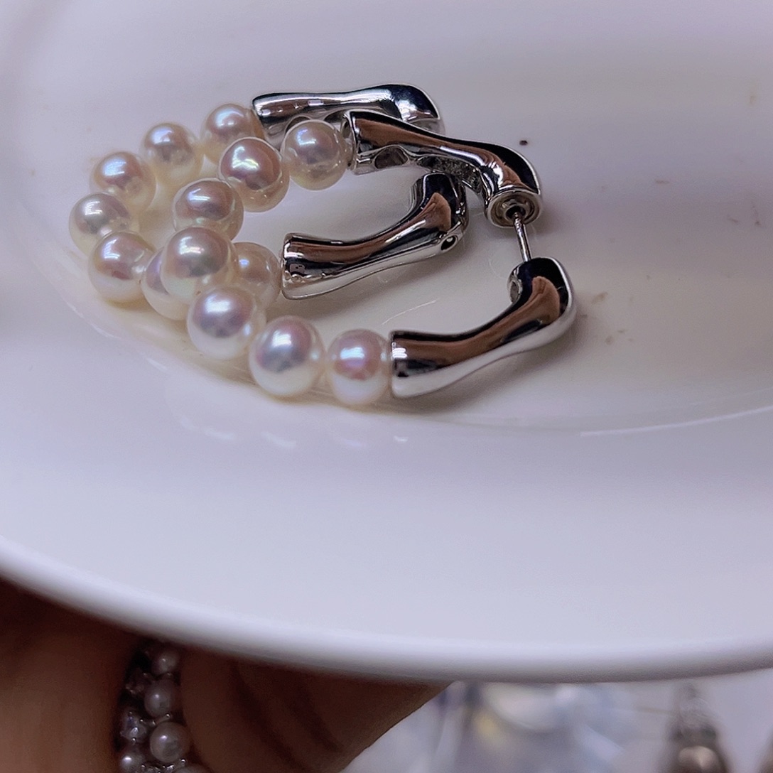 银S925镶嵌淡水珍珠吊坠耳钉