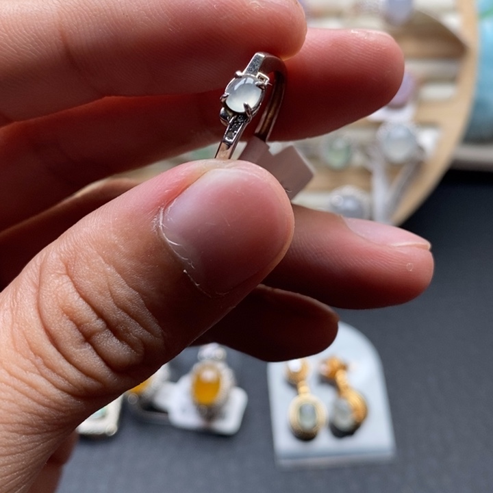 翡翠戒指银S925镶嵌