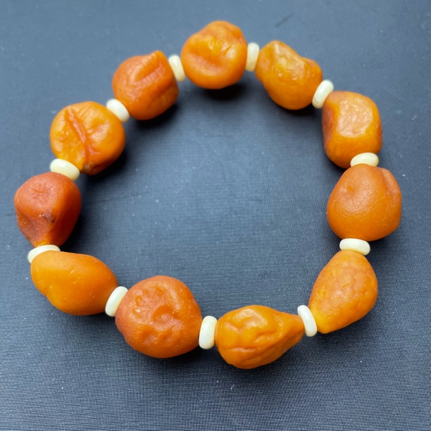 精品琥珀蜜蜡海漂籽手串全皮蜜蜡手串琥珀蜜蜡手串