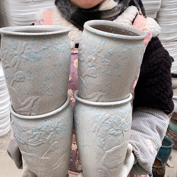 紫砂花盆瑕疵口12高20