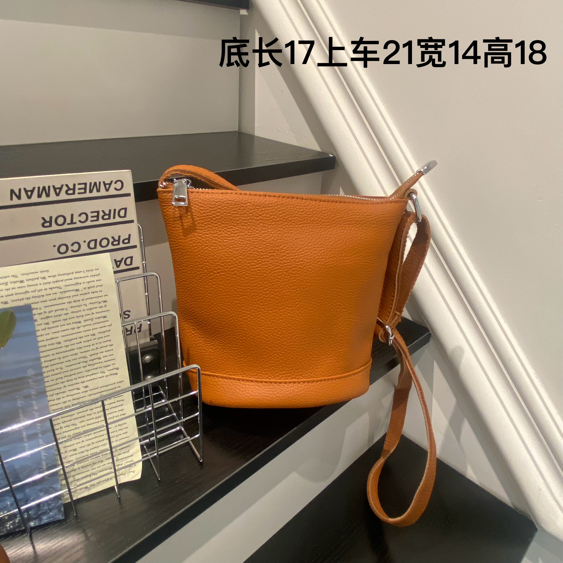 【头层牛皮】真皮女包单肩斜挎水桶包