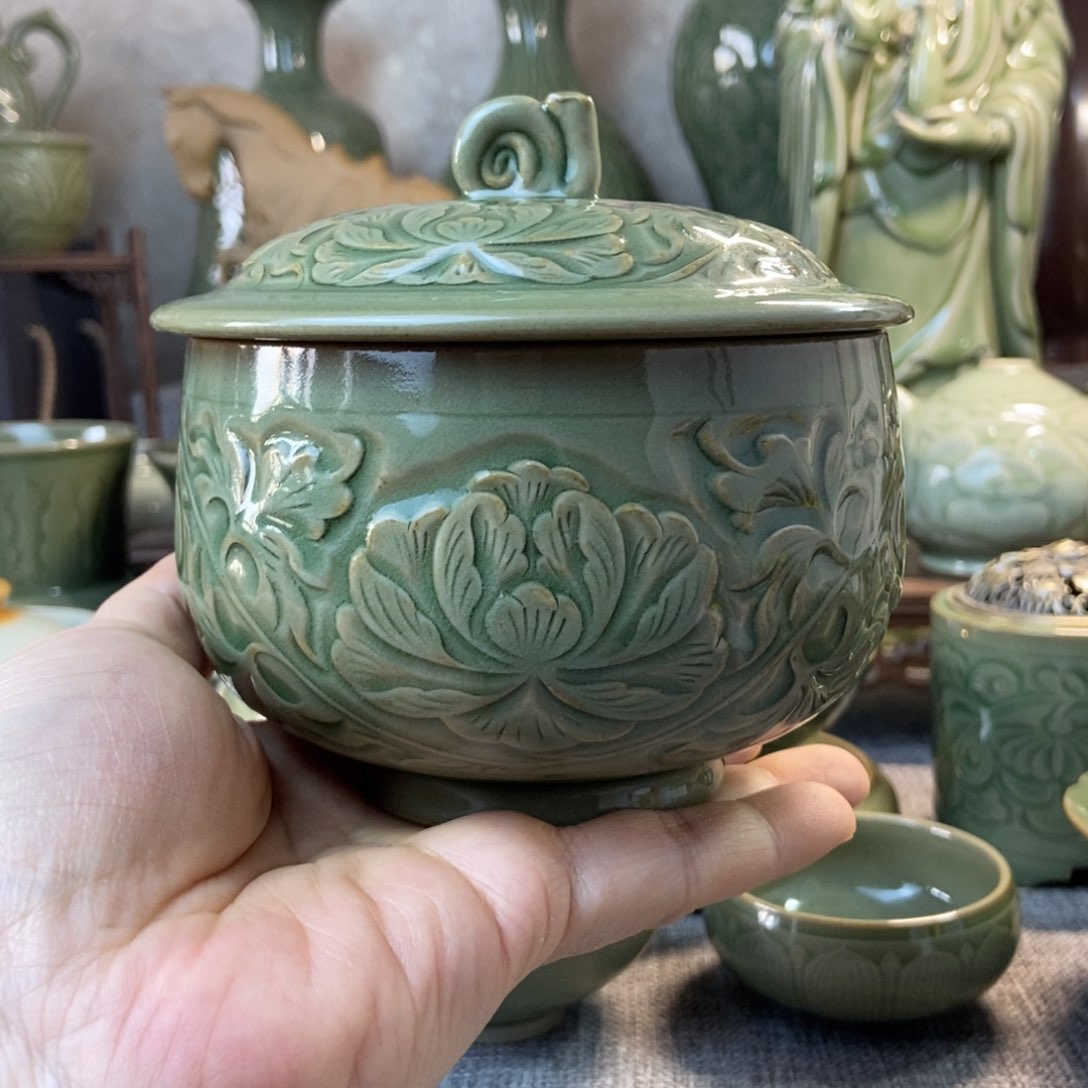 耀州窑福利款全手工盖罐