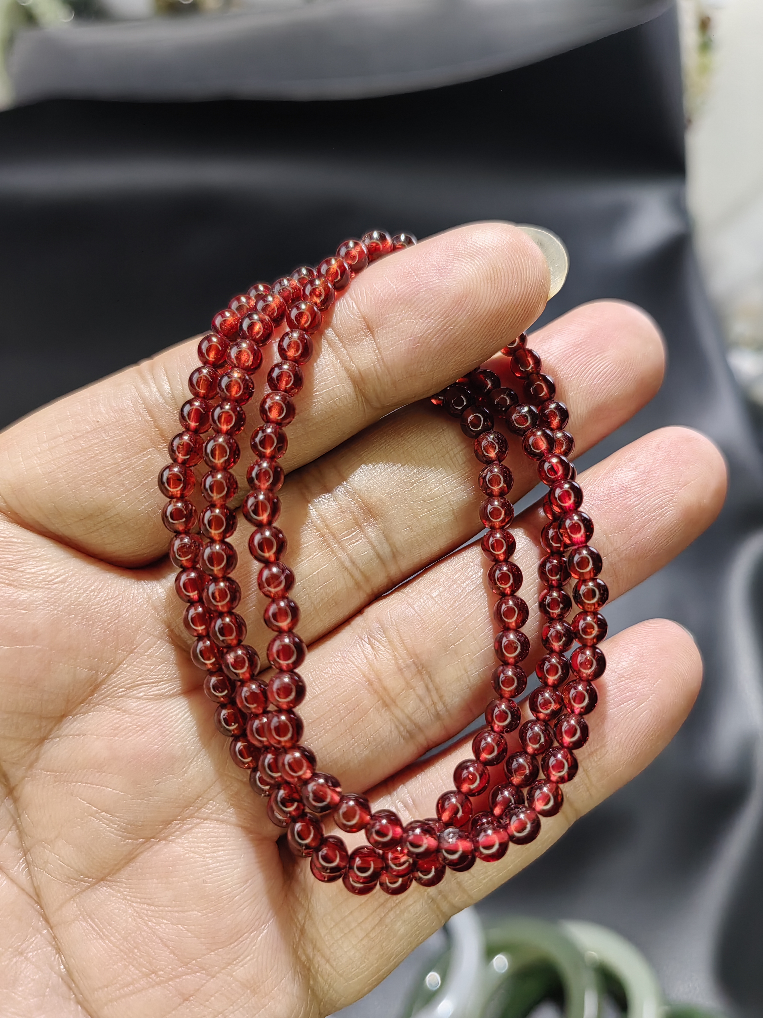 粉色香槟色天然石榴石多圈时尚百搭女款可当手链项链