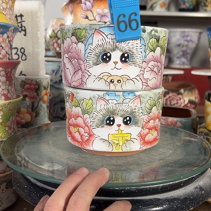 九***字满38包邮 景德镇幸运花盆