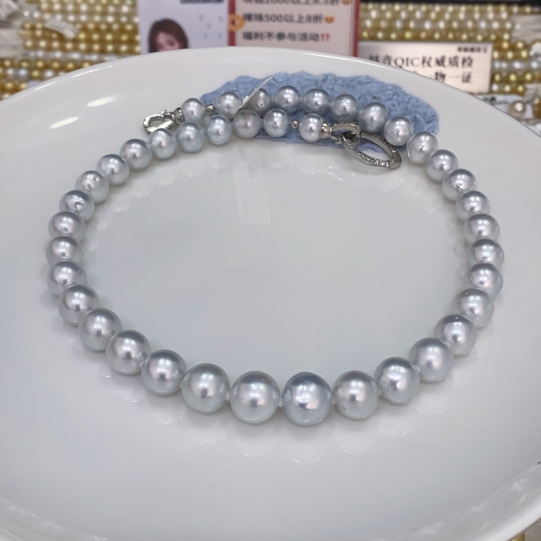 未镶嵌颈饰海水珍珠那**开澳白项链9.3-12mm忙