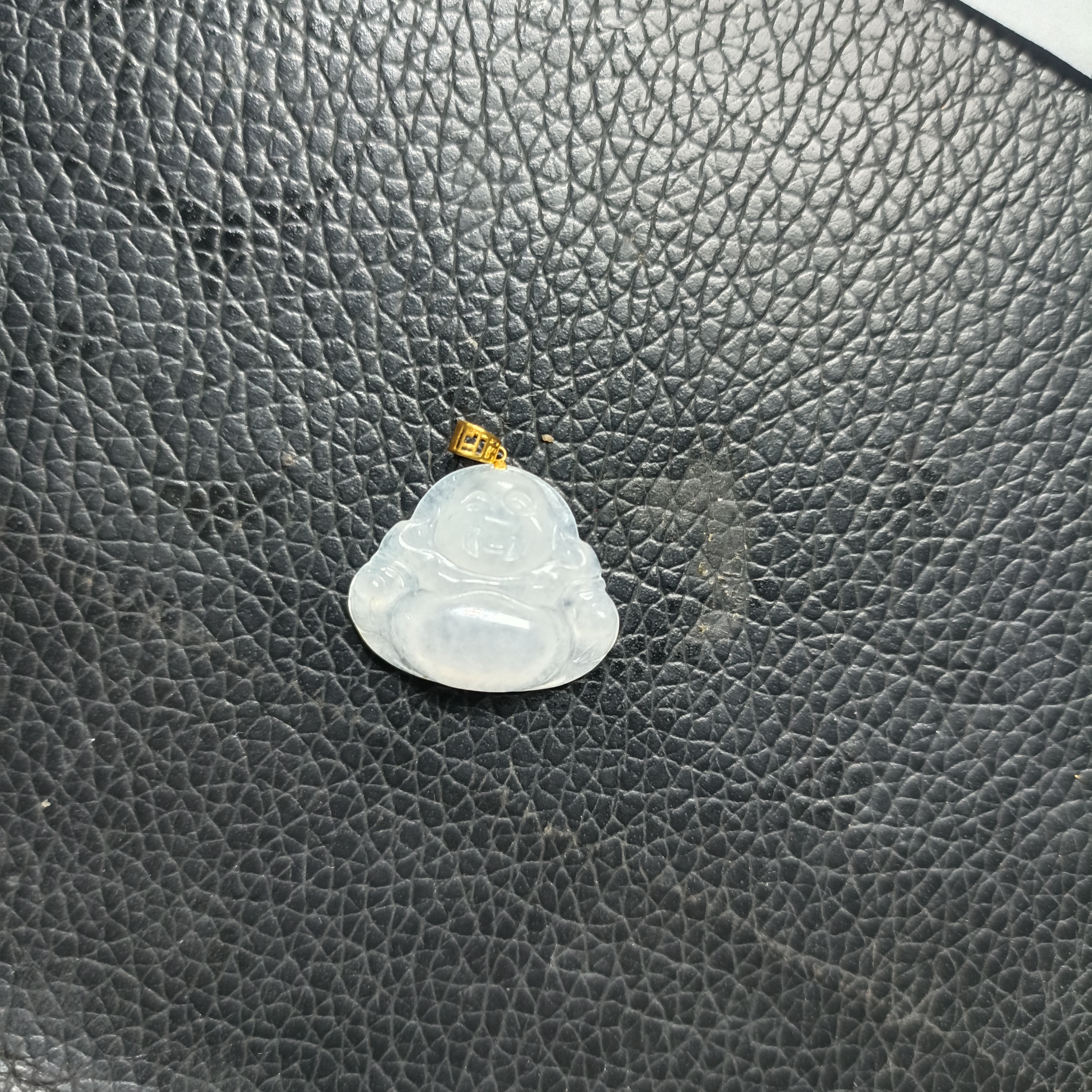 18k金扣头天然缅甸翡翠佛公
