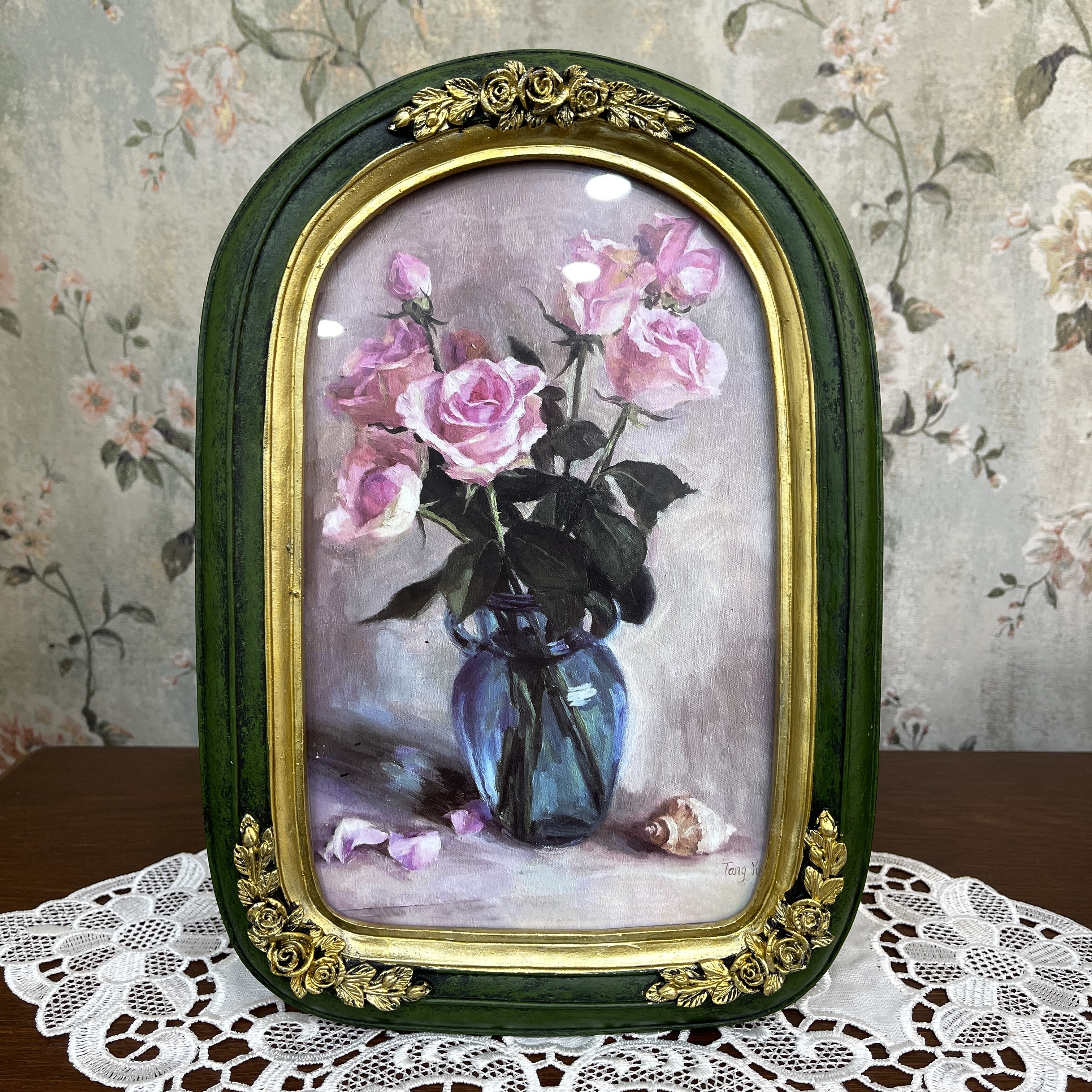 复古法式椭圆形树脂相框摆件挂墙玄关客厅装饰