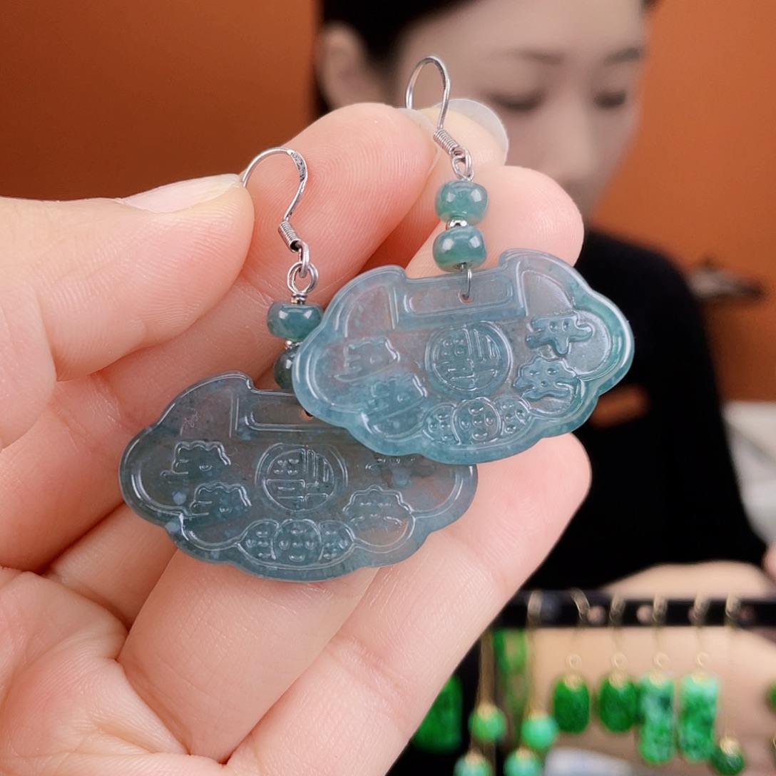 翡翠未镶嵌耳饰饰品