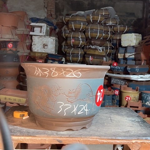 紫砂花盆金钟一个人