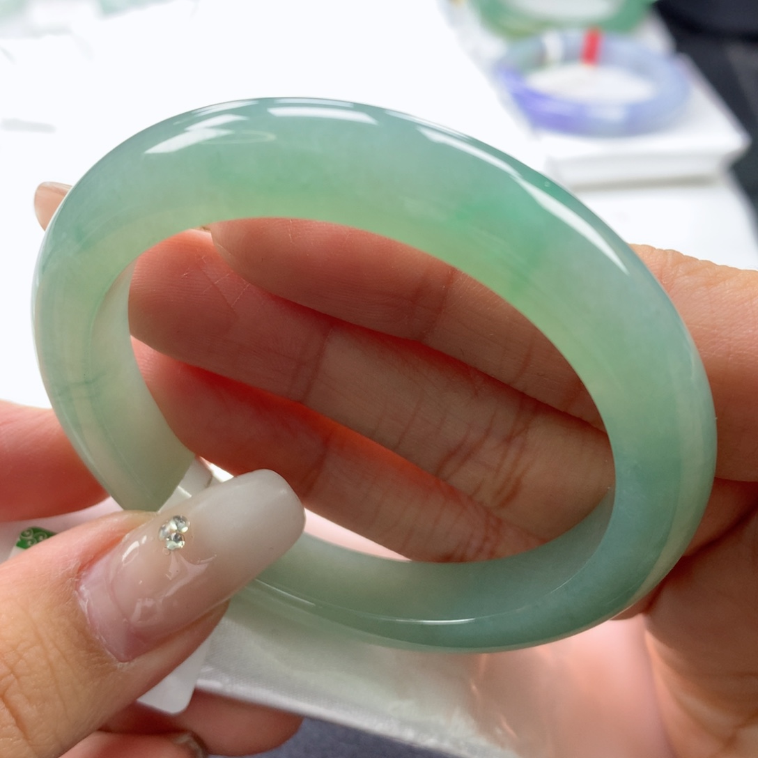 翡翠手镯14K金镶嵌52.7正