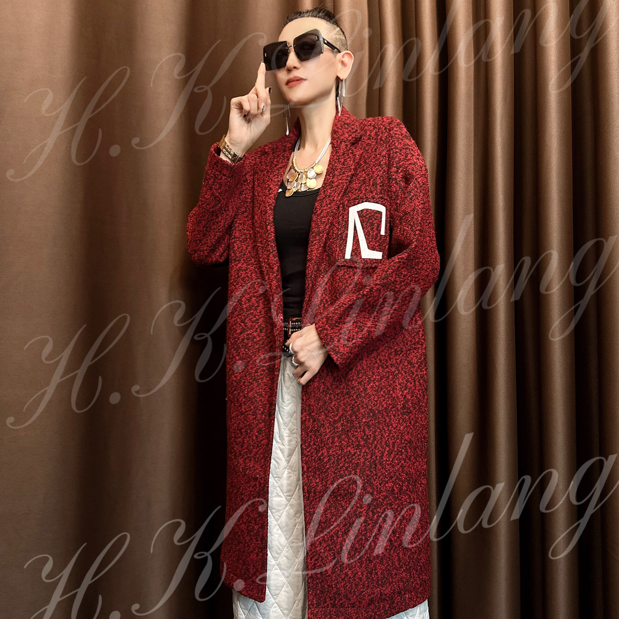 时尚长款设计师重工气质加棉外套0605#