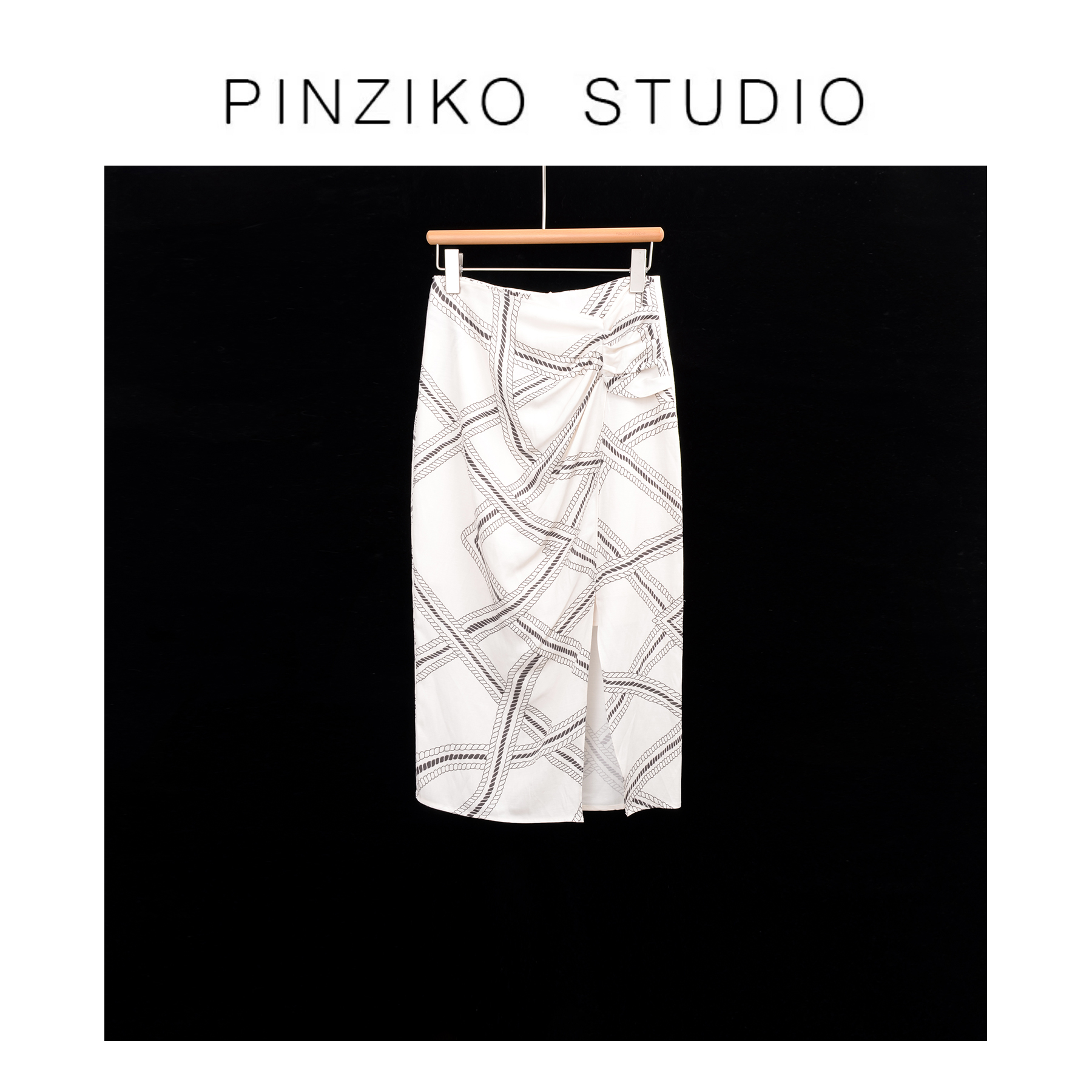 pinziko几何~韩版不规则花纹半身裙夏季新款气质百搭A字裙TJF131