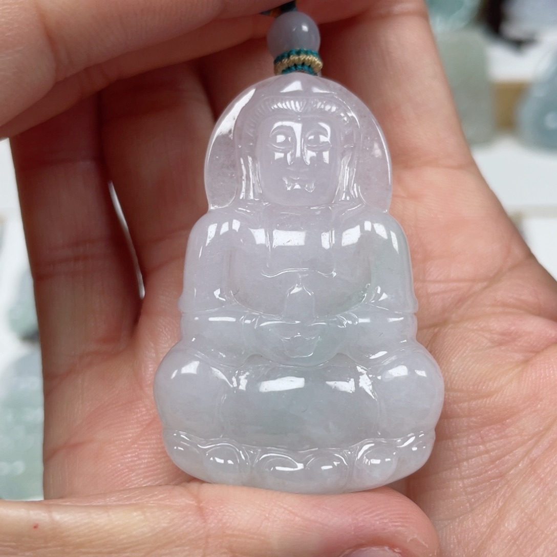 翡翠颈饰未镶嵌天然翡翠A货观音97号