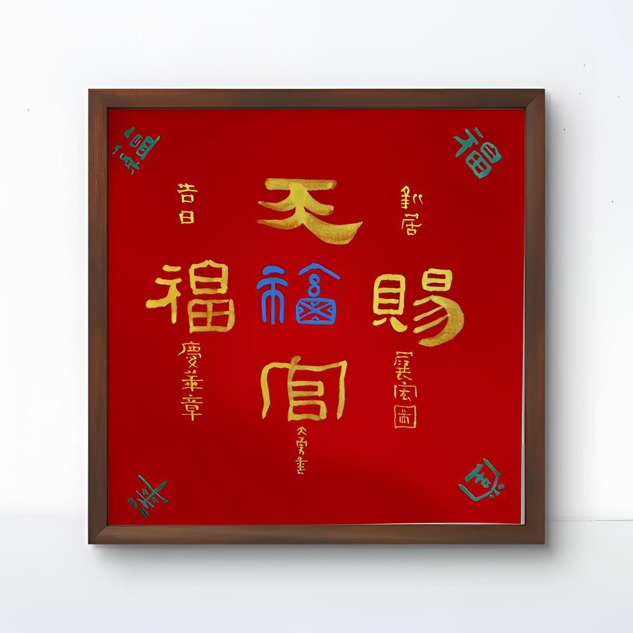  [侯振勇-中书协会员]手绘33cm*33cm《福》装饰画书法