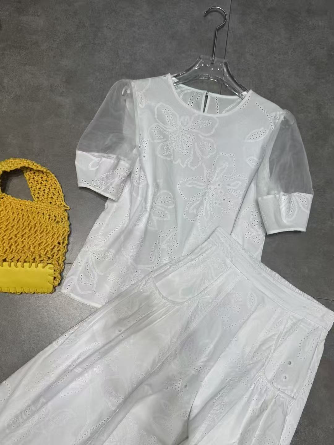 【40-80】夏季百搭文艺风女装千金风通勤风蕾丝连衣裙时尚套装