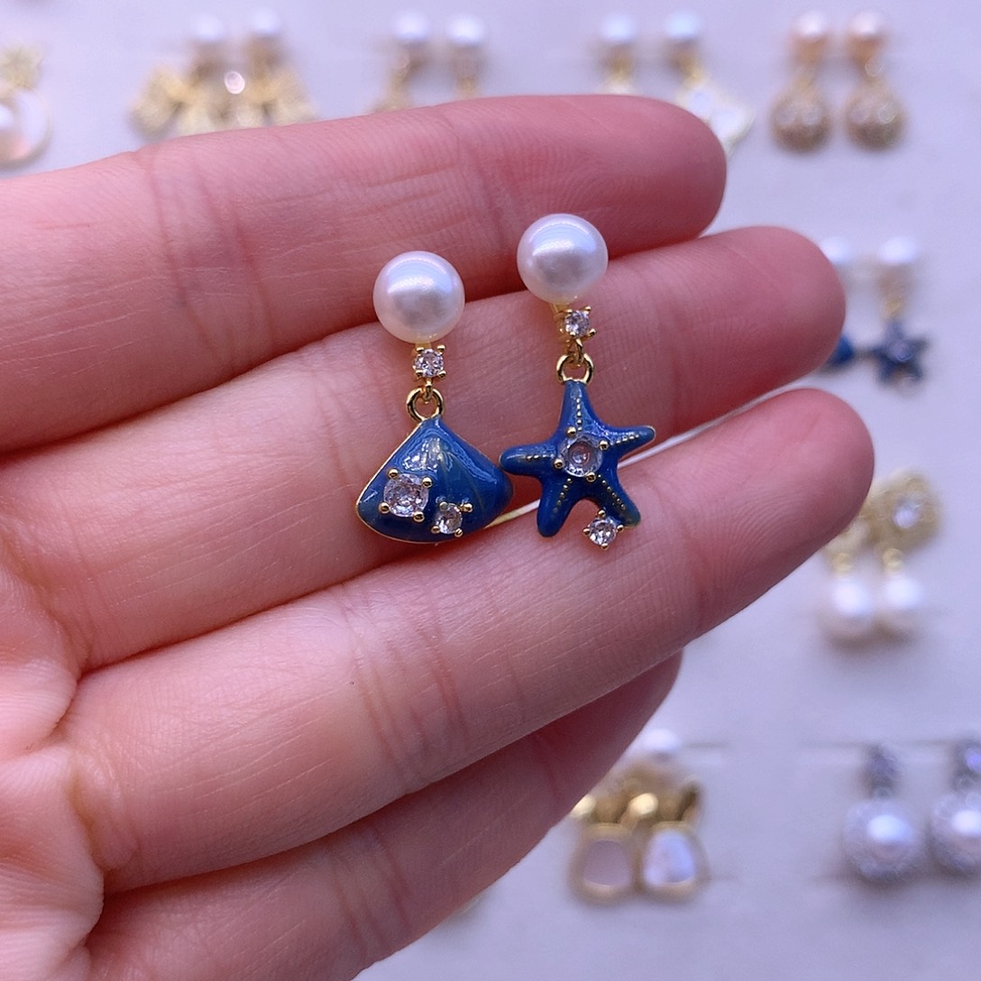 淡水珍珠耳饰合金