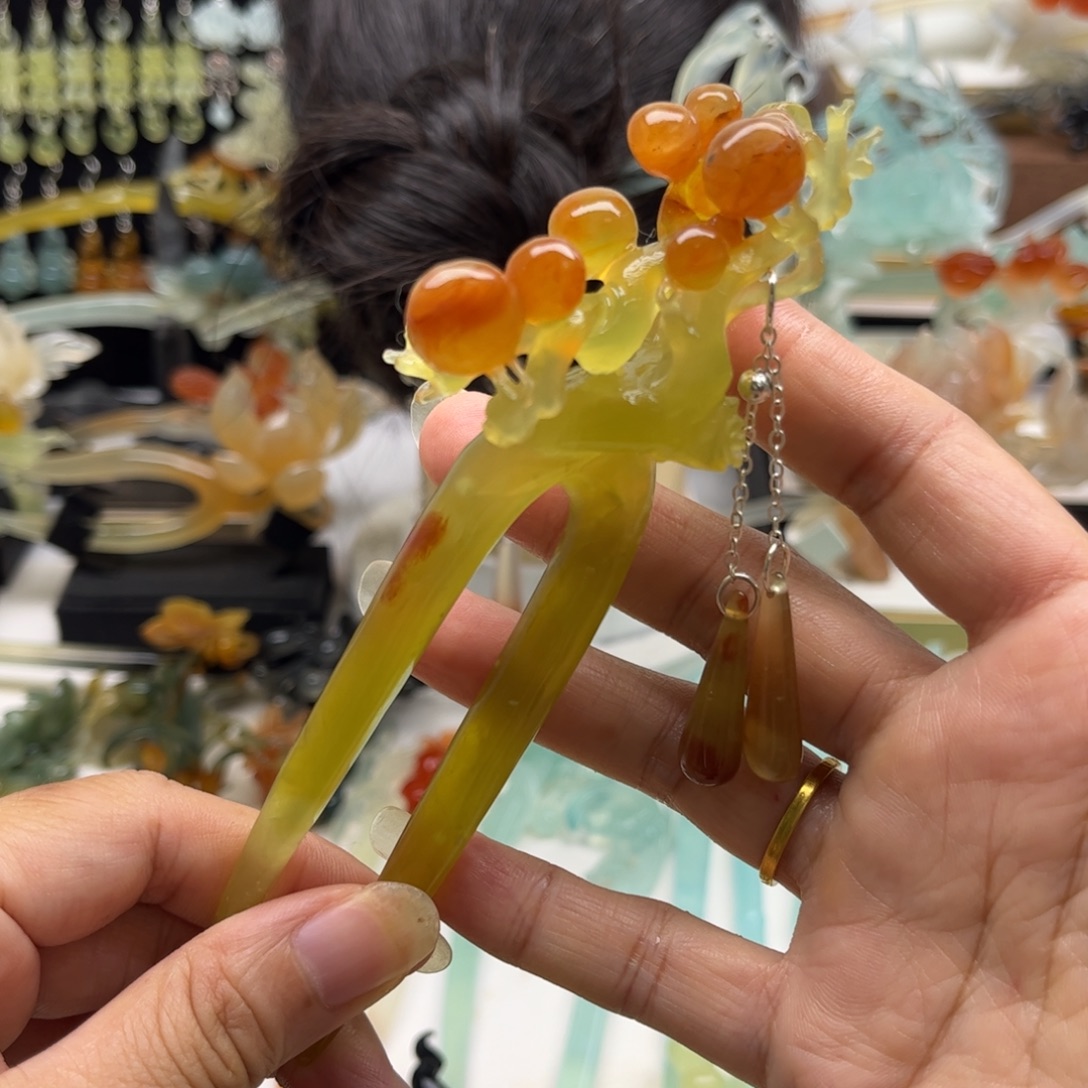 合金蛇纹石玉发簪