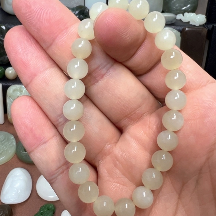 未镶嵌手链和田玉冰藕粉