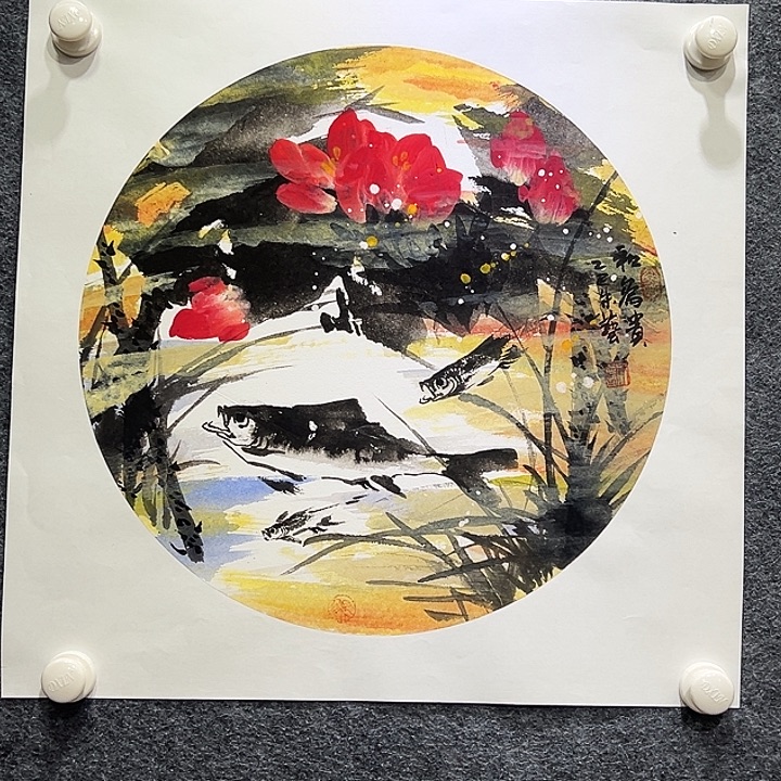 国画知鱼之乐纯手绘
