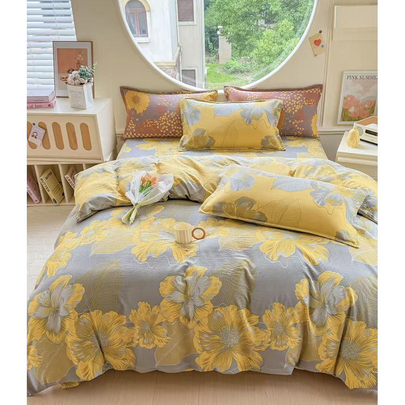 双人床单-【初春花蕊-灰】尺寸2.3*2.3米秋冬季加密加厚斜纹床单