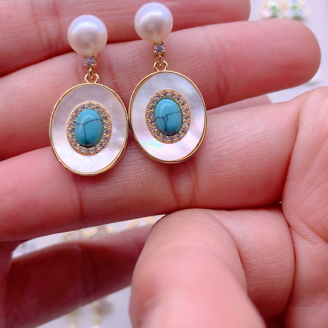 耳饰合金淡水珍珠