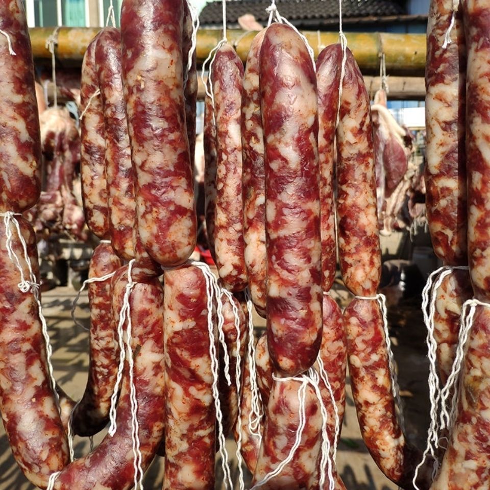河南特产咸味香肠农家土猪纯肉手工diy风干腊肠烤肠