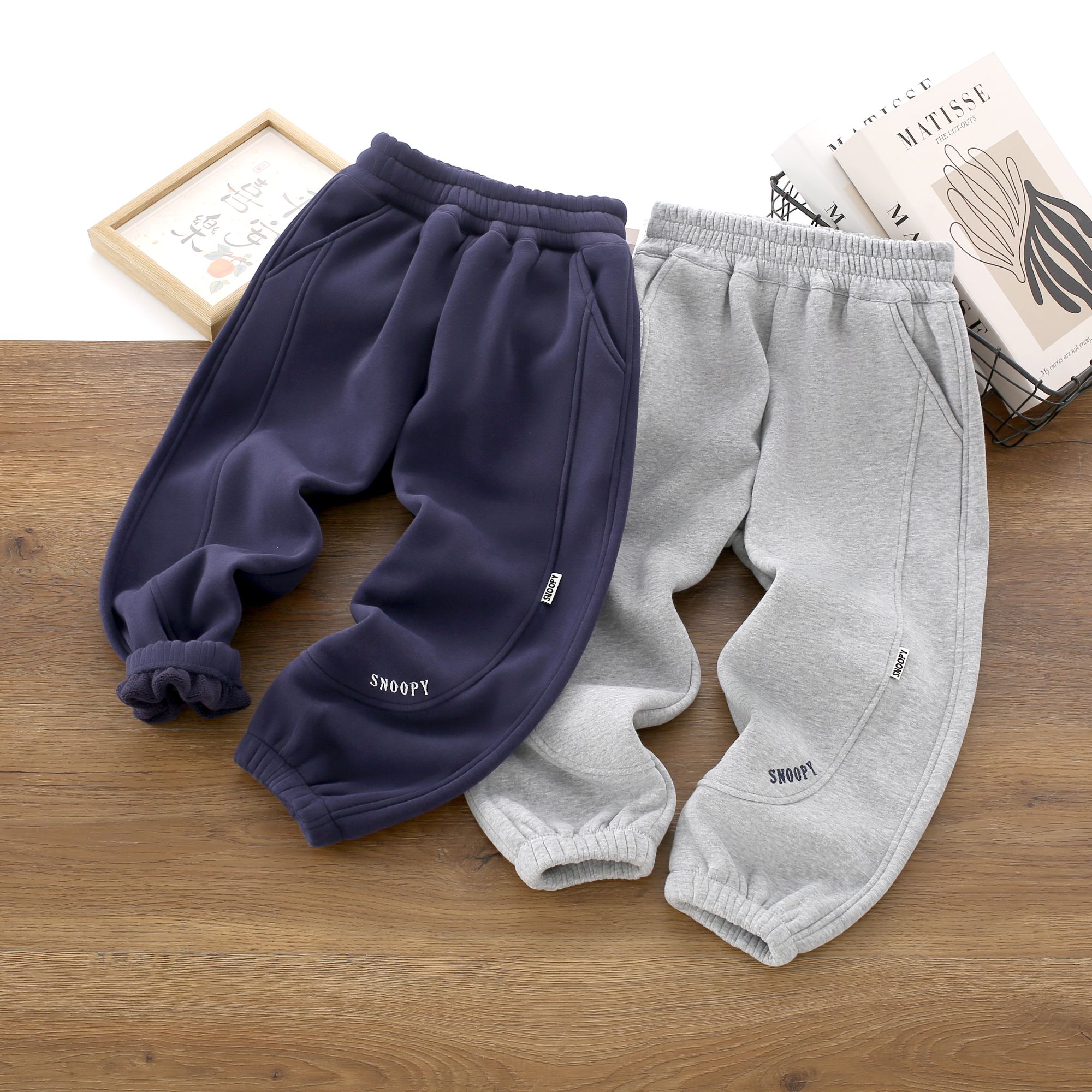 【真奥粒绒】史努比儿童秋冬季长裤宽松韩版男童加绒休闲中大童洋气