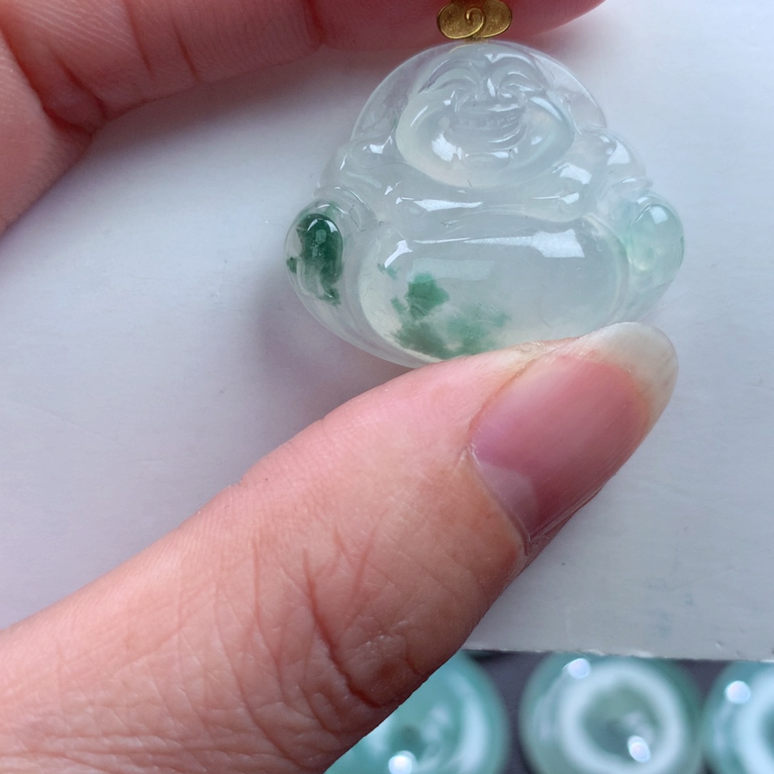 翡翠吊坠(不含链)18K金镶嵌