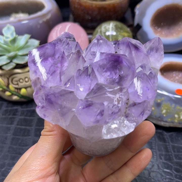 狐****未镶嵌珠宝半成品水晶紫晶花