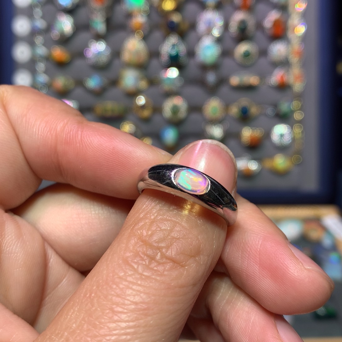 欧泊戒指款式银S925镶嵌