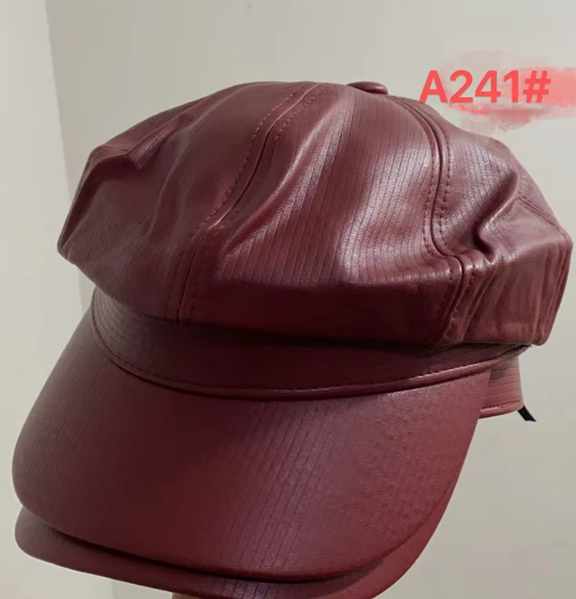 A241#PU带檐八角帽