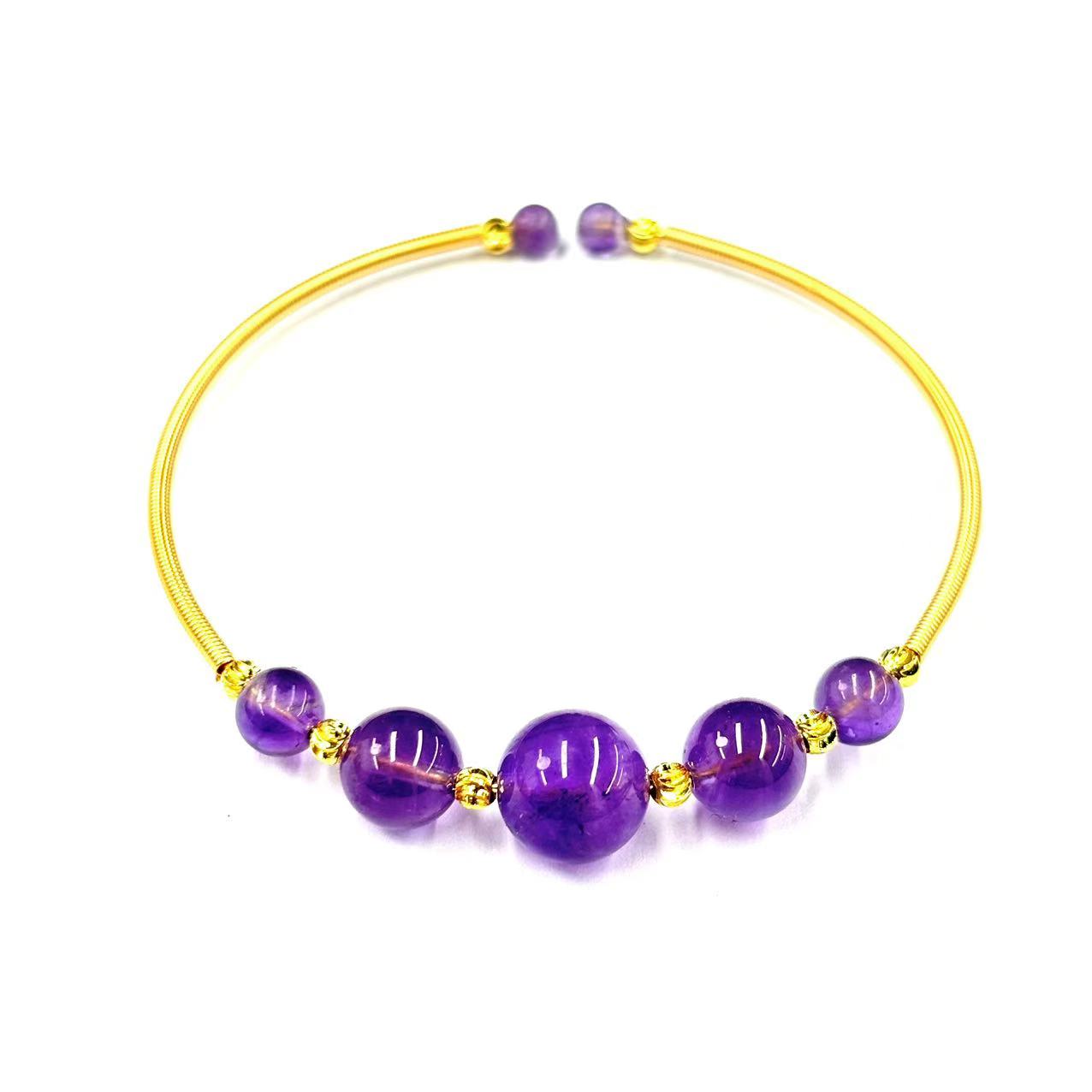 c1367-轻奢气质款紫钛水晶紫水晶圆珠手镯-赠礼盒