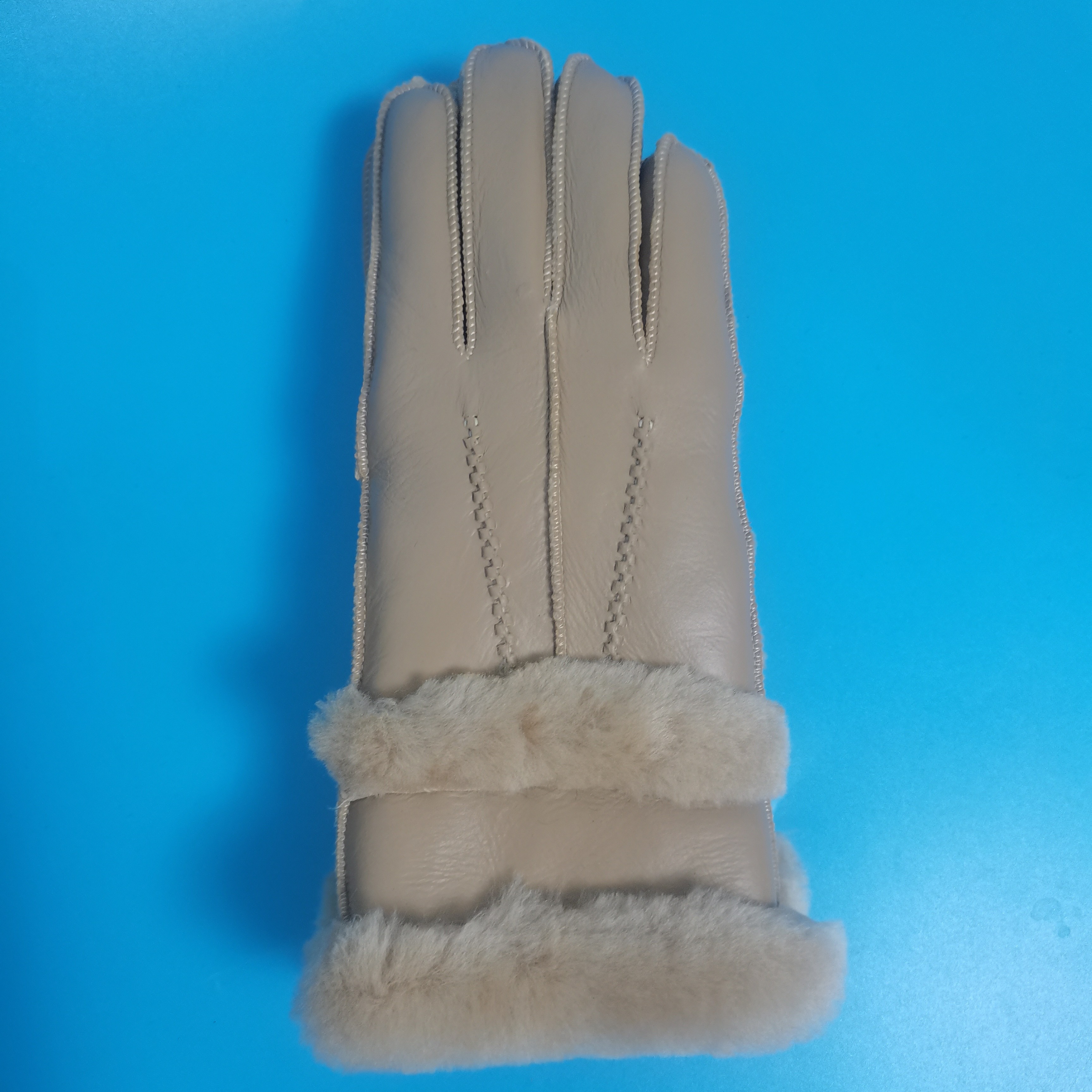 冬季加厚皮毛一体男女款五指真皮棉手套分指滑雪骑行手套