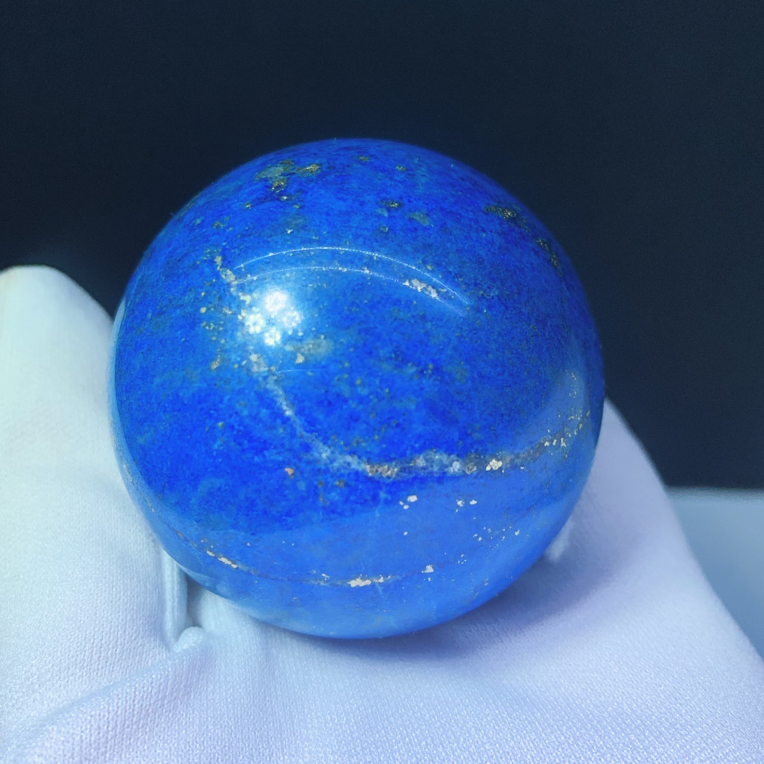 天然原矿阿富汗青金石50mm手工原石球摆件帝王蓝洒金