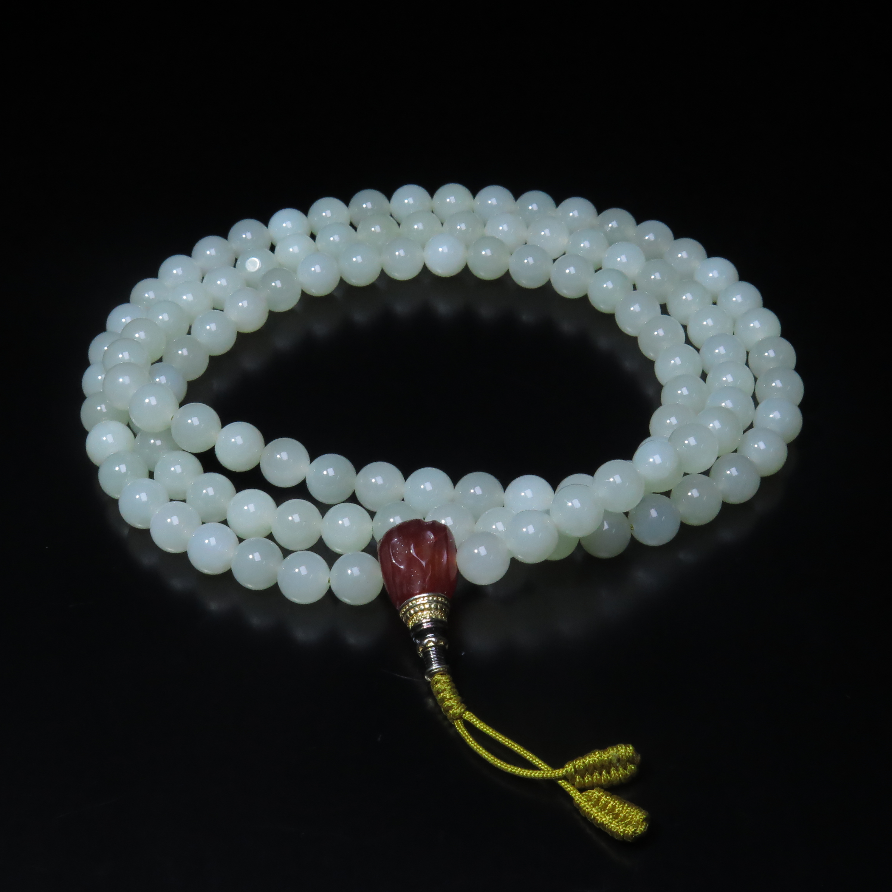 民国白玉108籽念珠/MZ589357/和田玉/民族文物