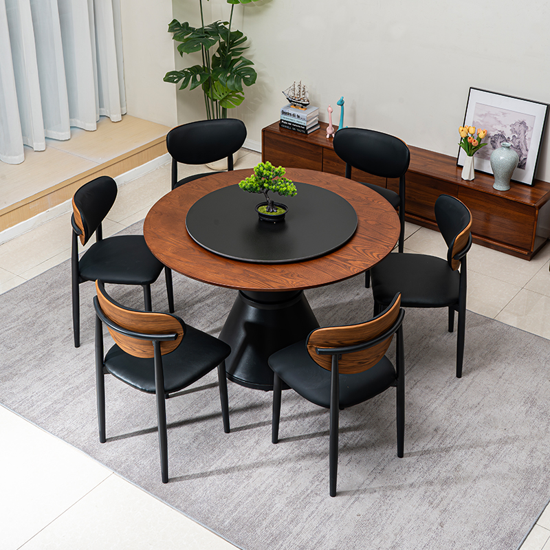 中古磨砂意式圆形餐桌北欧餐桌椅圆桌椅家用餐桌