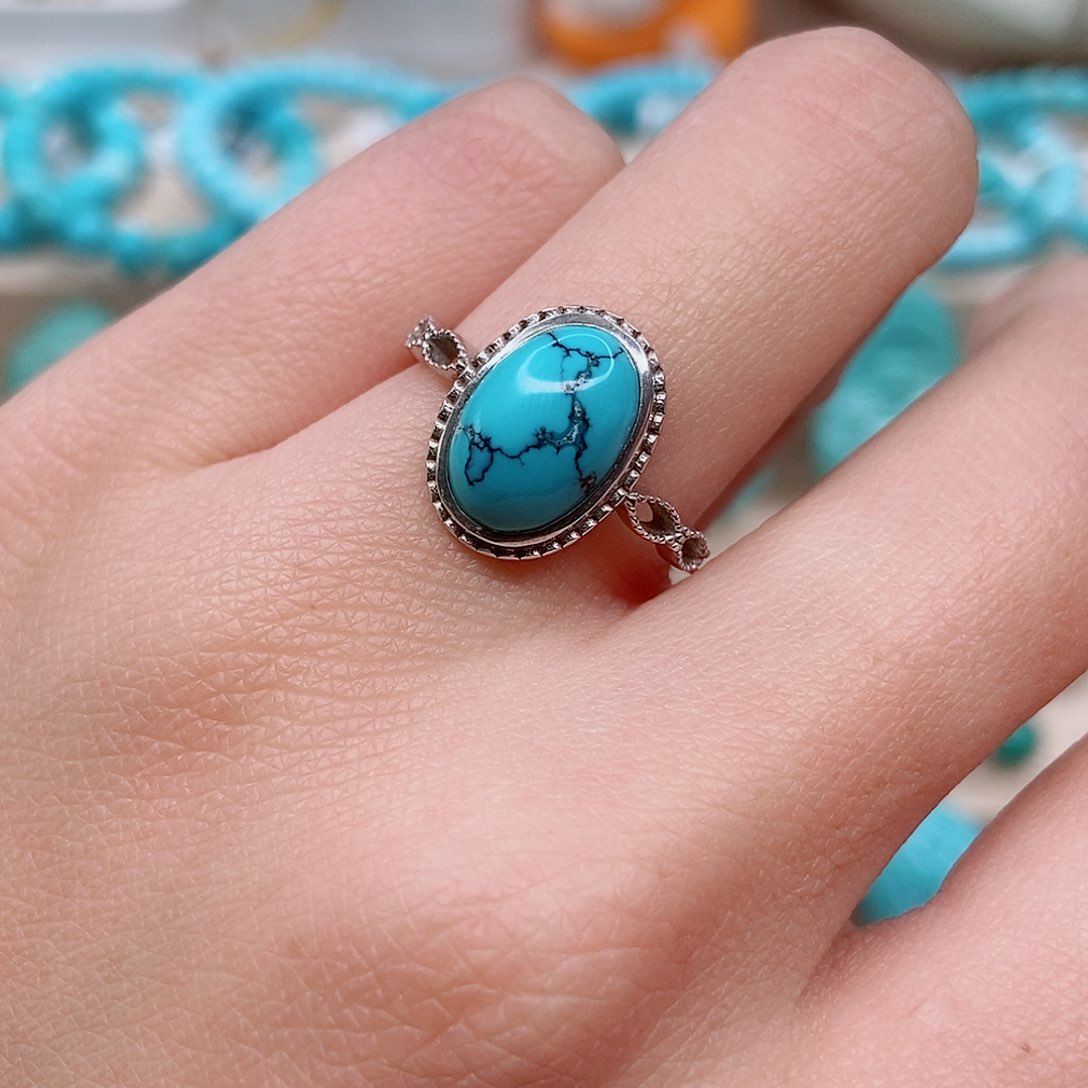 绿松石戒指银S925镶嵌