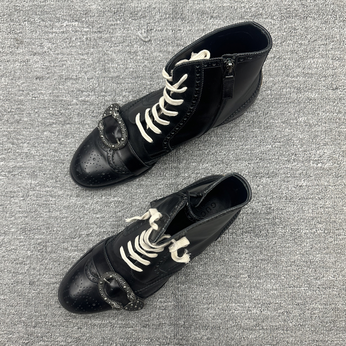 99新 GUCCI/古驰 43.5 Gucci 酒神扣皮靴 99新