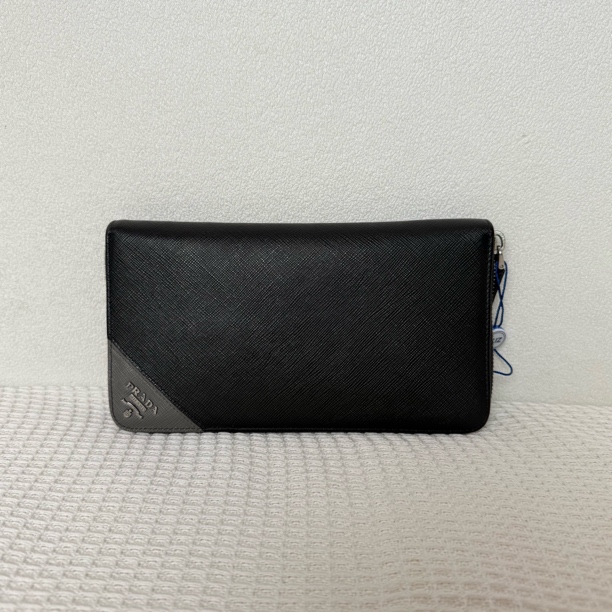 95新 Prada/普拉达 4761/男士时尚百搭黑色全皮拉链钱包