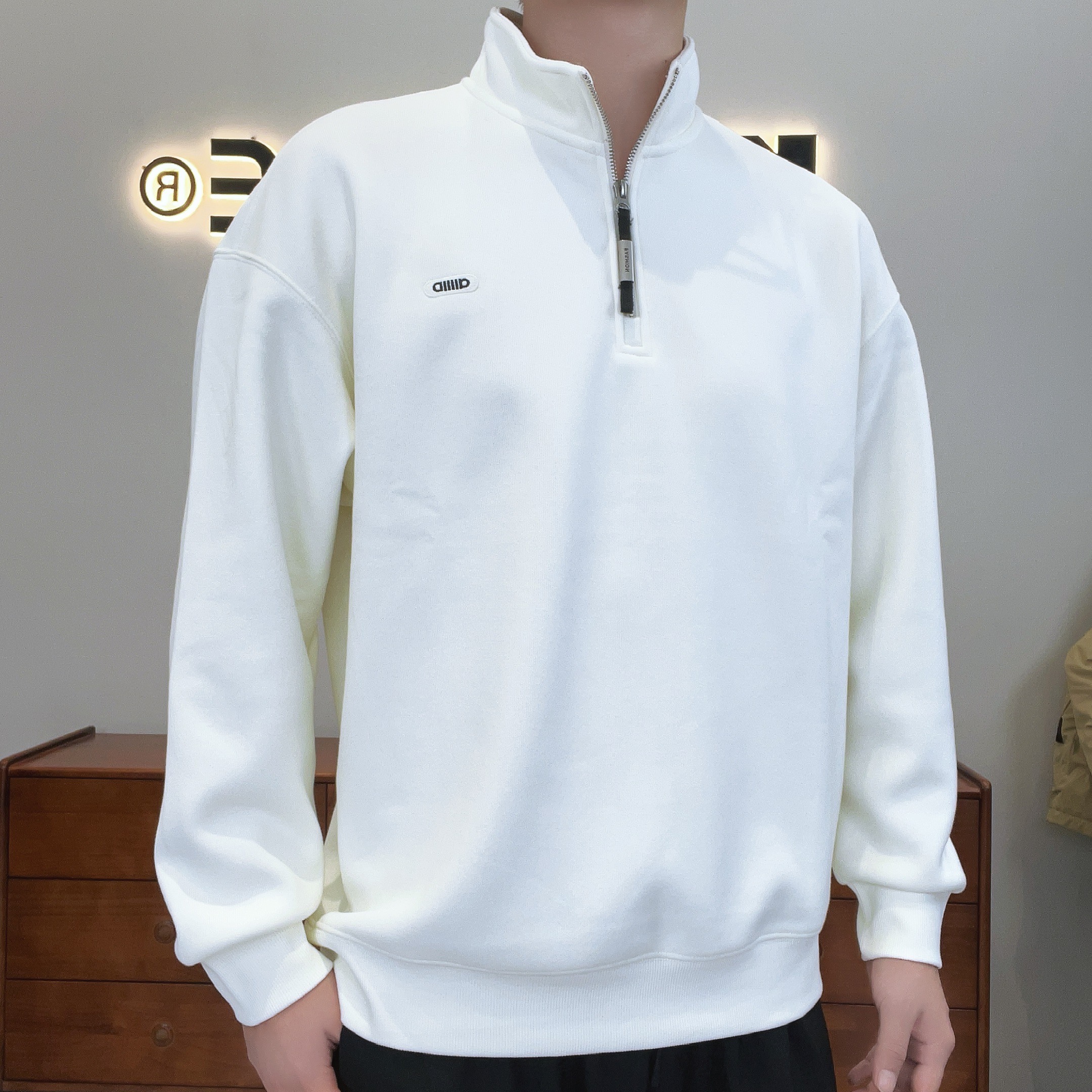 半开衫立领加绒卫衣时尚休闲简约百搭男冬季卫衣/S106540127101