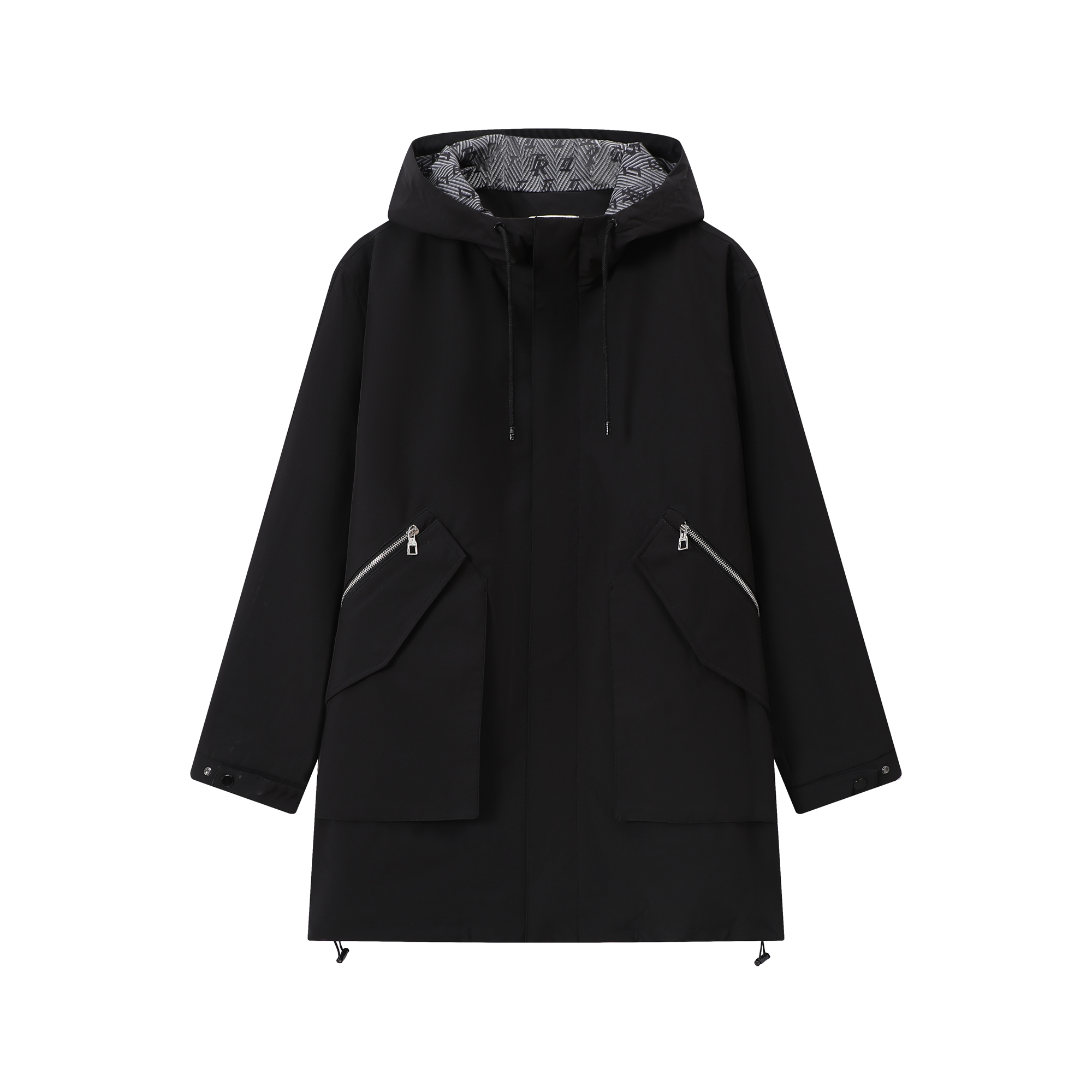 【TR】400-3405400外套 春秋中长款连帽风衣外套 男女同款