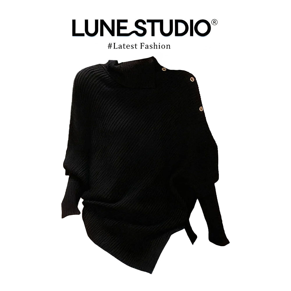 MARIE.COCO法式复古高领不规则毛衣高秋冬慵懒设计感套头软糯毛衣