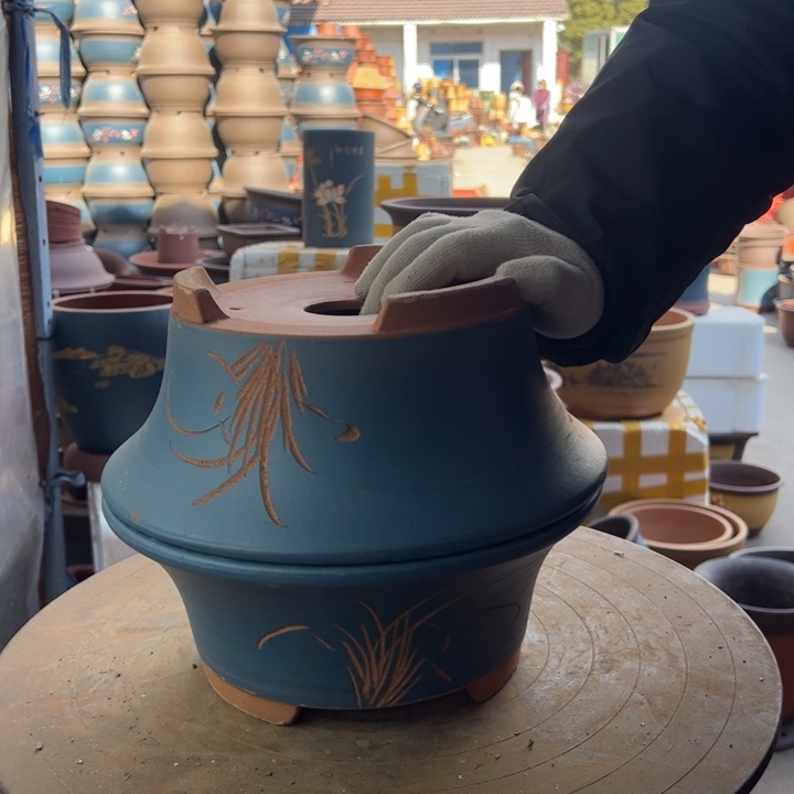 紫砂宜兴紫砂花盆花盆花盆蓝票口27+27