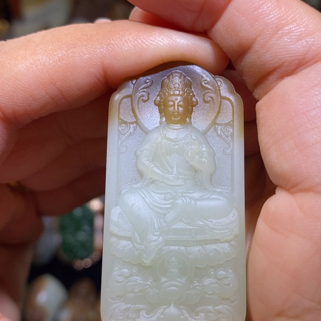 吊坠(不含链)未镶嵌和田玉观音牌