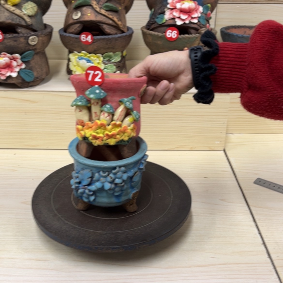 【闪购商品】紫砂花盆72福利组合内口径 10，带脚高10