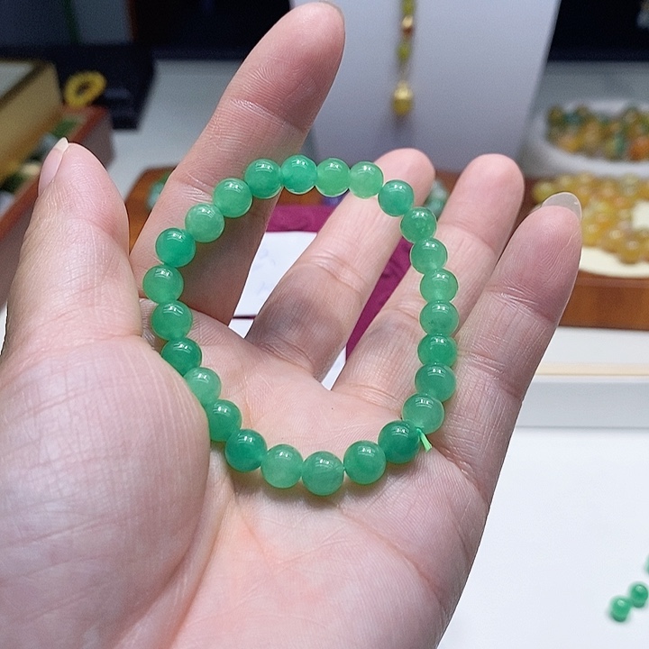 翡翠散珠不*道冰绿卡7珠子