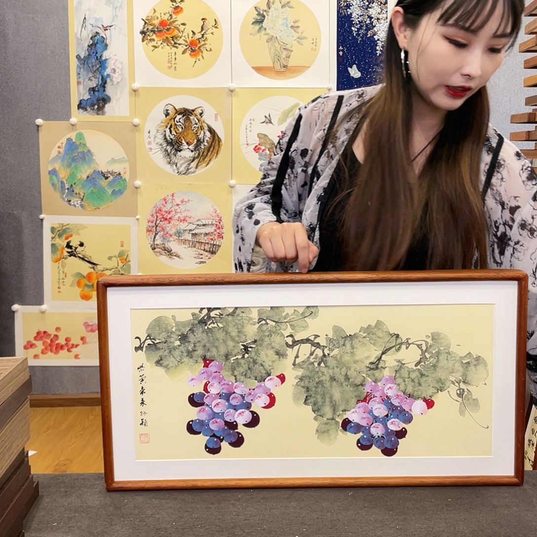 国画手绘带框尺寸：36*69