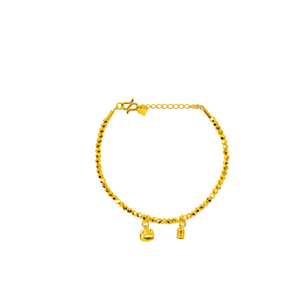 足银手镯 轻奢 时尚 锁包珠珠手镯 潮流 百搭 气质 精美